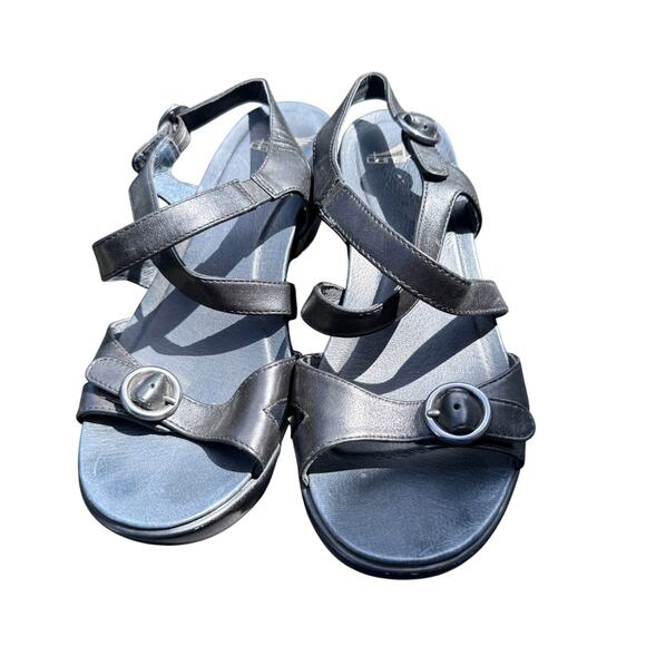 Dansko Julie Strappy Sandals Women's EU 40 9.5 - 10 Black Leather Ankle Strap - Picture 5 of 9